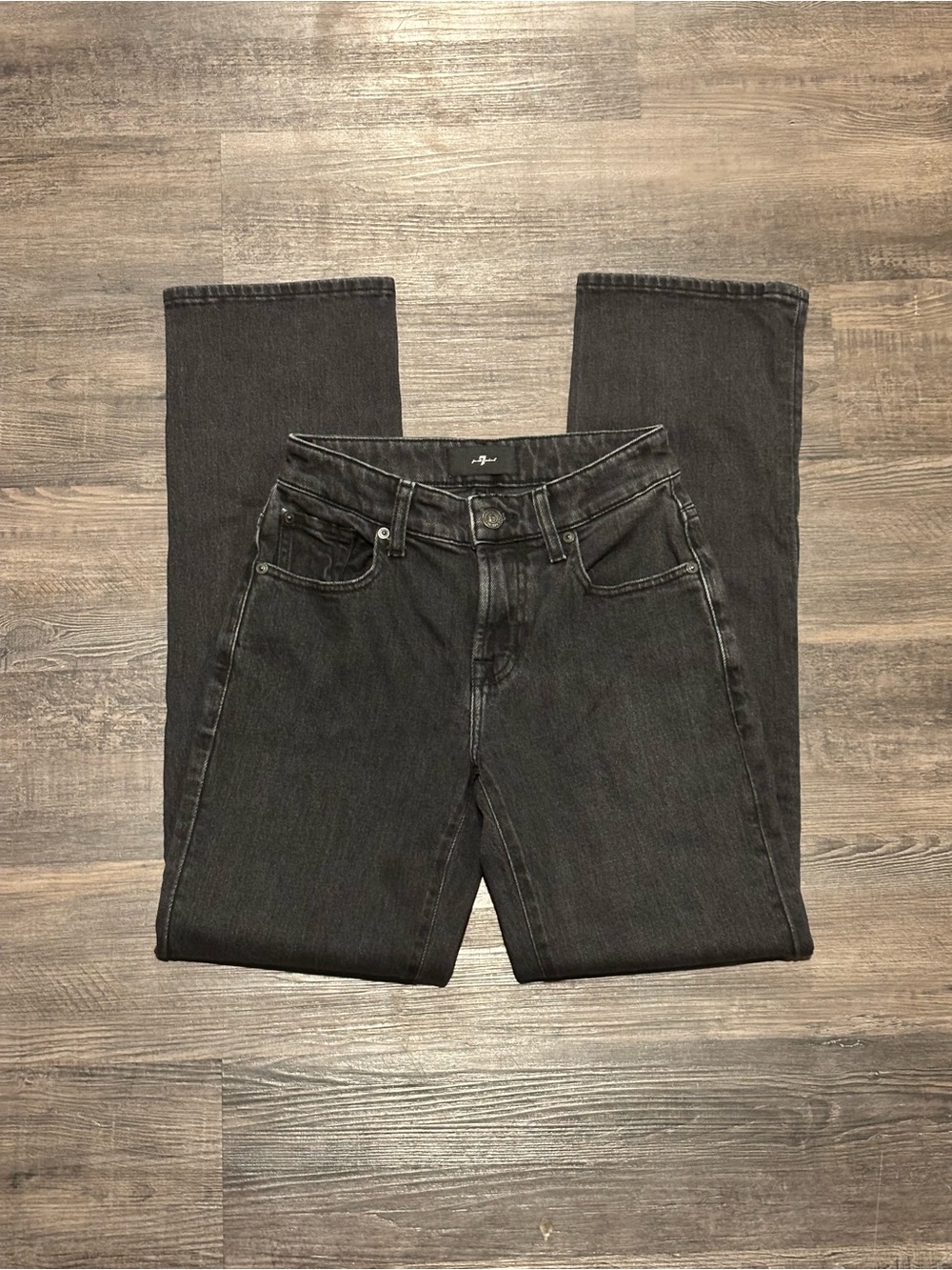 7 For All Mankind Men's Washed Black Straight Jeans